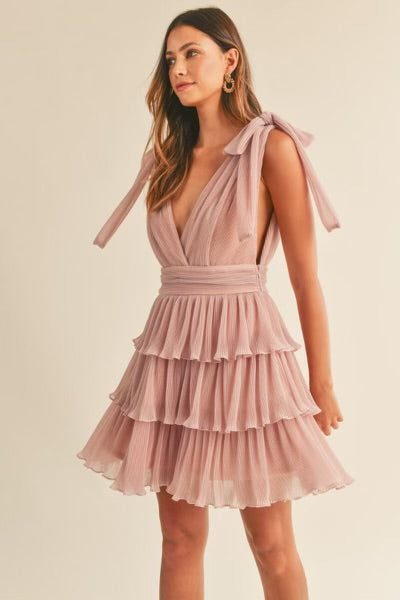 LUREX PLEATED MINI DRESS